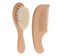 Child Brush and Comb Set, 15x4.2x3.3cm Soft Bristle Wooden Handle Hair Care Kit, Ergonomic Kids Detangling Styling Tool, Gentle Grooming Brush and Comb for Daily Home Travel, Smooth Hair Maintenance