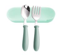 Child Dining Cutlery, Portable Meal Flatware, Hygienic Steel Bundle, Travel Case Organizer for Home School Lunch Picnic Camping Daycare Kitchen Outdoor Eating Feeding Usage Versatile Safe