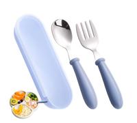 Child Dining Cutlery, Portable Meal Flatware, Hygienic Steel Bundle, Travel Case Organizer for Home School Lunch Picnic Camping Daycare Kitchen Outdoor Eating Feeding Usage Versatile Safe