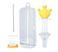 Child Medicine Syringe - 5.83inch Kids Liquid Feeder | Silicone PP Medicine Pacifier- Accurate Dosing Anti Spill Medicines Feeder with Measuring Cup Brush and Case for Use