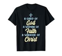 Child of God Women Faith Warrior Christ Jesus Christian Gift Camiseta