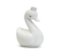 Child to Cherish - Hucha de cerdito de cerámica con corona plateada para niñas, Blanco, 5" x 4" x 7"