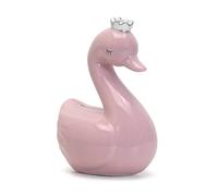 Child to Cherish - Hucha de cerdito de cerámica con corona plateada para niñas, Rosado, 5" x 4" x 7"