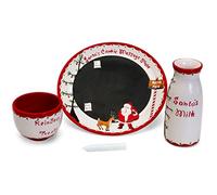 Child to Cherish Juego de platos con mensaje de Papá Noel, frasco de leche de Santa y tazón de reno