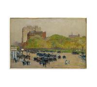 Childe Hassam - Póster decorativo de pared con texto en inglés "Spring Morning in The Heart of The City" de Childe Hassam, para bar, restaurante, garaje, cafetería, regalo sin marco, 40,6 x 61 cm