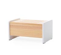CHILDHOME, 2 en 1 Taburete Escalón de Madera para Niños, Caja de Almacenaje, Antideslizante, Evolutivo, Robusto, Estable, 35 x 23 x 18, Blanco Natural