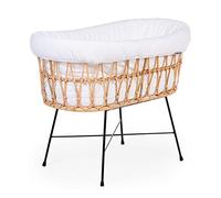 CHILDHOME, Cuna de ratán, cama de bebé, patas metálicas, 70 x 51 x 90 cm, desde el nacimiento, estable y ligero, suministrado con colchón y vestir, materiales premium, ultra diseño, hasta 6 meses