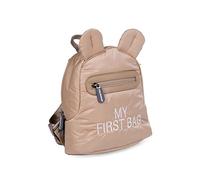 Childhome Mi Primera Bolsa Mochila de Bebé, Escuela, Jardín de Infancia, Guardería, Dos Compartimentos, Bolsa de Almuerzo, Hebilla de Seguridad Extraíble, Resistente al Agua, Beige Acolchado