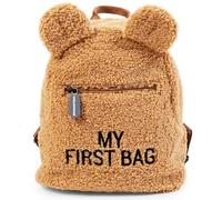 CHILDHOME Mi Primera Bolsa Mochila de Bebé, Escuela, Jardín de Infancia, Guardería, Dos Compartimentos, Bolsa de Almuerzo, Hebilla de Seguridad Extraíble, Resistente al Agua, Osito Beige