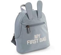 Childhome Mi Primera Bolsa Mochila de Bebé, Escuela, Jardín de Infancia, Guardería, Dos Compartimentos, Bolsa de Almuerzo, Hebilla de Seguridad Extraíble, Resistente al Agua, Gris
