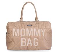 CHILDHOME Mommy Bag, bolso cambiador, maternidad, bolso de viaje, gran capacidad, cambiador, correa ajustable para el hombro, compartimentado, bolsillo termico, pasaje para maleta, Beige acolchado