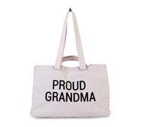 CHILDHOME, Tote Bag, bolsa de lona, gran capacidad, 100% nailon, bordado, Proud Grandma Bag, color crudo