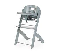 CHILDHOME, Trona Evolutiva : De 0 meses a 85KG, Tableta incluida, Madera de haya, Barra antivuelco, Arnés de seguridad de 5 puntos, Tornillos invisibles, Evosit menta
