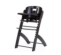CHILDHOME, Trona Evolutiva : De 0 meses a 85KG, Tableta incluida, Madera de haya, Barra antivuelco, Arnés de seguridad de 5 puntos, Tornillos invisibles, Evosit negro