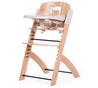 CHILDHOME, Trona Evolutiva : De 0 meses a 85KG, Tableta incluida, Madera de haya, Barra antivuelco, Arnés de seguridad de 5 puntos, Tornillos invisibles, Evosit Natural Beige