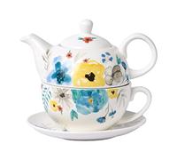 CHILDIKE Juego de té de porcelana para uno - Tetera y taza florales de acuarela pintada a mano, regalo para mujeres, flores florecientes
