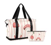 Childish Bunny Blush Color Stripe Bolsa de gimnasio de noche bolsas de fin de semana con correa ajustable para viajes multifuncional, conejito de bebé a rayas rosa, 1 tamaño, Conejito a rayas rosa, 1
