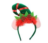 Children Adult Christmas Santa Elf Hat Hair Hoop Clasp Contrast Color Fluffy Bow Necklace Stand Display