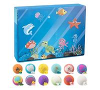 Children Bath Fizzy Balls, Theme Bath Toys, Quick Dissolving Bathing Bombs with Fun Sea Creatures, Colorful Bathing Play Set with Safe , Children Enjoy for Home and Beach