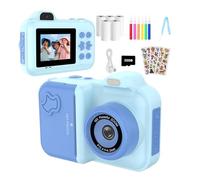 Children Digital Camera Instant Print For Kids Thermal Print Camera Instant Photo Printing Camera Video Toys+32G Memory Card(Blue)