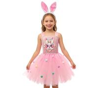 Children Easter Dresses - Girls Fancy Dress | Breathable Rabbit Costume Bunny Outfit | Indoor Role Play Photography Stage Performance | Polyester Nylon Tulle used with Matching Headband