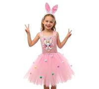 Children Easter Dresses - Girls Fancy Dress | Breathable Rabbit Costume Bunny Outfit | Indoor Role Play Photography Stage Performance | Polyester Nylon Tulle used with Matching Headband