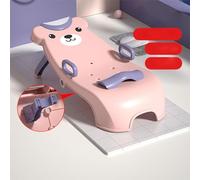 Children Hair Washing Chair, Adjustable Foldable Shampoo Chair with Stretchable Headrest Head Hair Rinser Salon Chair for Babies Toddlers (pink)