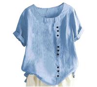 Children Kids Daily Vacation Casual Solid Short Sleeve O Neck T Shirt Tops T-shirt Camiseta de Hombro Descubierto Niñas, azul celeste, 5-6 años