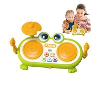 Children Music Toys, Portable Frog Design Light-Up Drum Set, 11.81x3.94x7.87 Inches Adorable Compact Percussion Girls Kids Home Playtime Fun Activities