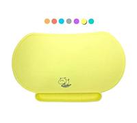 Children Place Mat By Baby Mumbo, Premium Quality, Food Grade Silicone For Maximum Hygiene, Unique Raised Edges Design and Spill Proof Accident Tray, Lightweight and Portable, 4 Colors (Yummy Yellow)