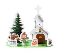 Children Puzzle Set - 7.8 Inch Early Learning Educational Toy for Boys and Girls, DIY Miniature Scene Building Puzzle Interactive Play, Paperboard Multicolor Model Home,