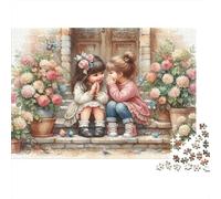 Children Sharing Secrets 100% Recycled Cardboard Kids by Flowers 1000Pc Jigsaw Puzzles For Adults & Kids Fun Present 70x50cm/1000pcs