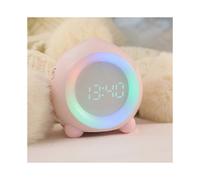 Children's Alarm Clock Light Up Digital Led Night Light Adjustable Volume Snooze Usb Chargingpink
