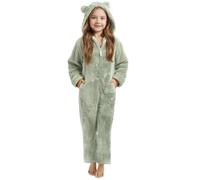 Children's Autumn and Winter Solid Color Zipper Warm Fleece Jumpsuit Jogsuit Damen Set, verde, 2-3 años