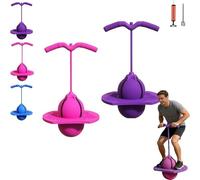 Childrens Balance Jumping Ball with Adjustable Handle - Indoor & Outdoor Pogo Ball for Kids Ages 8-12, Improves Balance & Coordination, Safe Non-Slip Design for Endless Active Play (Pink+Purple)