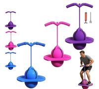 Childrens Balance Jumping Ball with Adjustable Handle - Indoor & Outdoor Pogo Ball for Kids Ages 8-12, Improves Balance & Coordination, Safe Non-Slip Design for Endless Active Play (Pink+Purple+Blue)