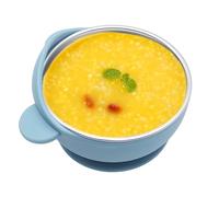 Children's Bear Bowl - Suction Bowls | Anti-Scald Silicone with Suction Cup | Stainless Steel Inner Containers Grip Training Dish Feeder for Eating Travel Kids Dinner