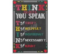Childrens Bedroom Decor THINK Before You Speak Poster SEL Social Emotional Learning Canvas Wall Art(Framed,08x12inch(20x30cm))
