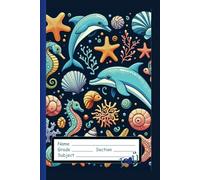 Children's Dolphin and Seahorse Notebook: Marine Animal Diary for Ocean-Loving Boys and Girls: 150 wide lined pages | Size 6x9 inches | Fun school notebook for writing, homework and creativity
