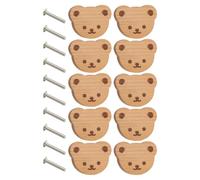 Children's Drawer Handles - 10-Pack Wooden Cartoon | Bear Cabinet Knobs & Pulls | Perfect For Kids' Dressing Tables, Wardrobes, Kitchen Cabinets, Bathroom Vanity & Farmhouse Furniture, Easy To Install