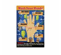 Childrens Health Education Poster Wash Your Hands Sign Germ Fighting Guide Canvas Wall Art for Bedroom Classroom Cute Decor(Unframed,08x12inch(20x30cm))