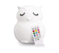 Children's Huggable Silicone LED Nightlight, Remote Operated, USB Rechargeable Battery, 9 Available Colors, Timer Auto Shutoff, Owl