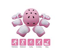Children's protection set for roller skates, children's bicycle helmet, helmet/knee pads/elbow pads/wrist guards, pink