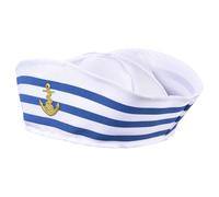 Children's Sailor Hat - Blue Trim Captain Costume Cap for Boys & Girls | White Nautical Dress-Up Hat for Themed Parties, Playwear, Marine Role Play | Perfect Accessory for Kids’ Navy Uniform Look