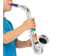 Childrens Saxophone Toy - Musical Instruments For Kids | Educational Saxophone | Realistic Toy Saxophońe with 8 Colored Keys, Trumpet and French Horn Set, Stage Performance Props, Silver