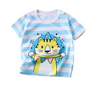 Children's Short Sleeved Pure Cotton Summer New Boys' T Shirts Baby Girls' Short Sleeved T Shirts Saco Cesta Carro (Blue, 18-24 Months)
