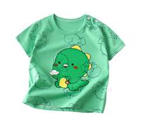Children's Short Sleeved Pure Cotton Summer New Boys' T Shirts Baby Girls' Short Sleeved T Shirts Saco Cesta Carro (Green, 6-9 Months)