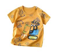 Children's Short Sleeved Pure Cotton Summer New Boys' T Shirts Baby Girls' Short Sleeved T Shirts Saco Cesta Carro (Gold, 6-9 Months)