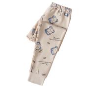 Children's Small Children In The Fall and Winter Cute Printing Cotton Wool Single Pants Warm Home Pajama Pants Boda Pantalones Niño, beige, 5-6 años