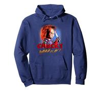 Child'S Play Chucky Wanna Play Creepy Portrait Sudadera con Capucha, Unisex para Adultos, Azul Marino, M